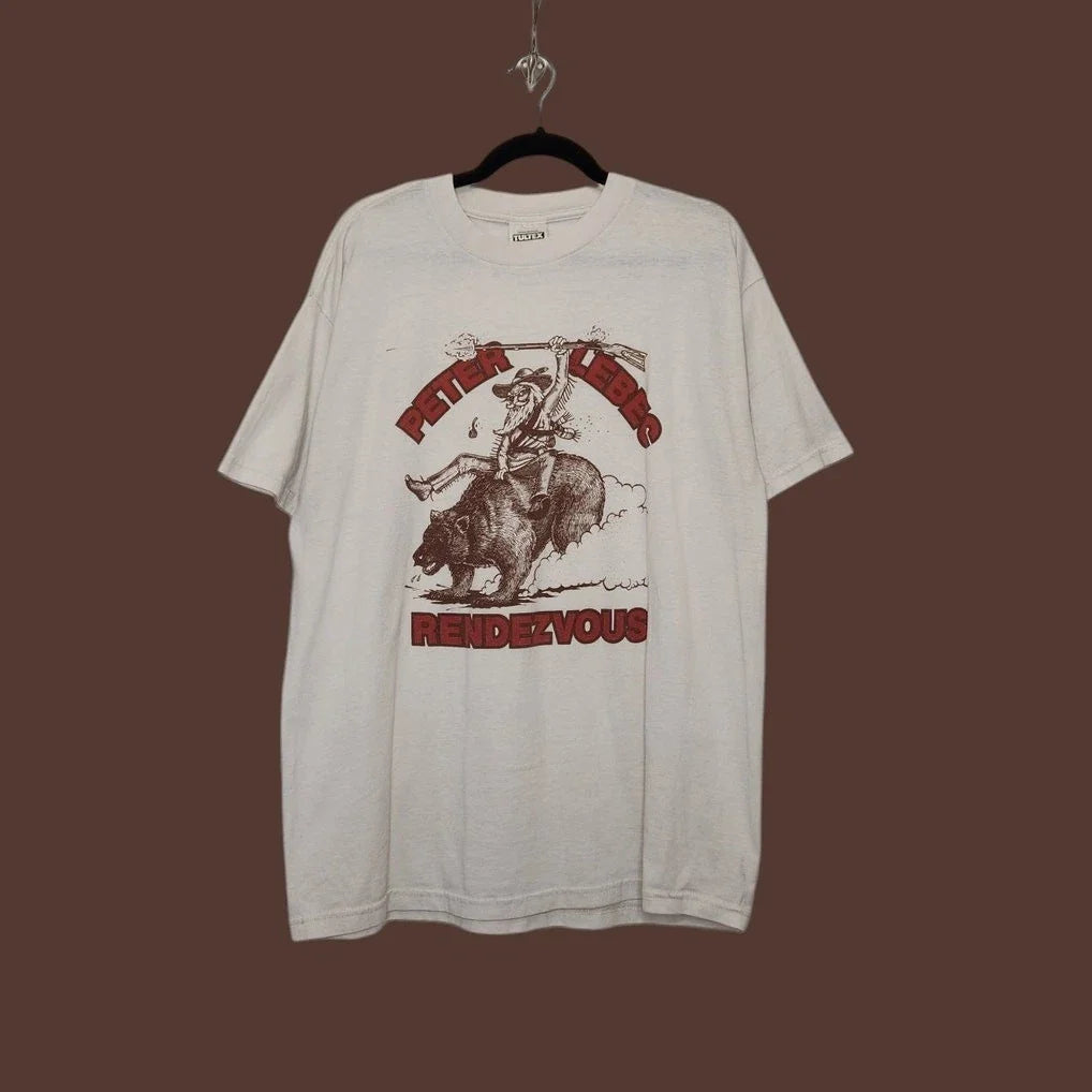 Vintage Peter Lebec Tultex XL Western Boho Rare Rendevzous Obscure Bear Unisex T-shirt, Sweatshirt, Hoodie, Long Sleeve Tee - T-Shirt, Sweatshirt, Hoodie