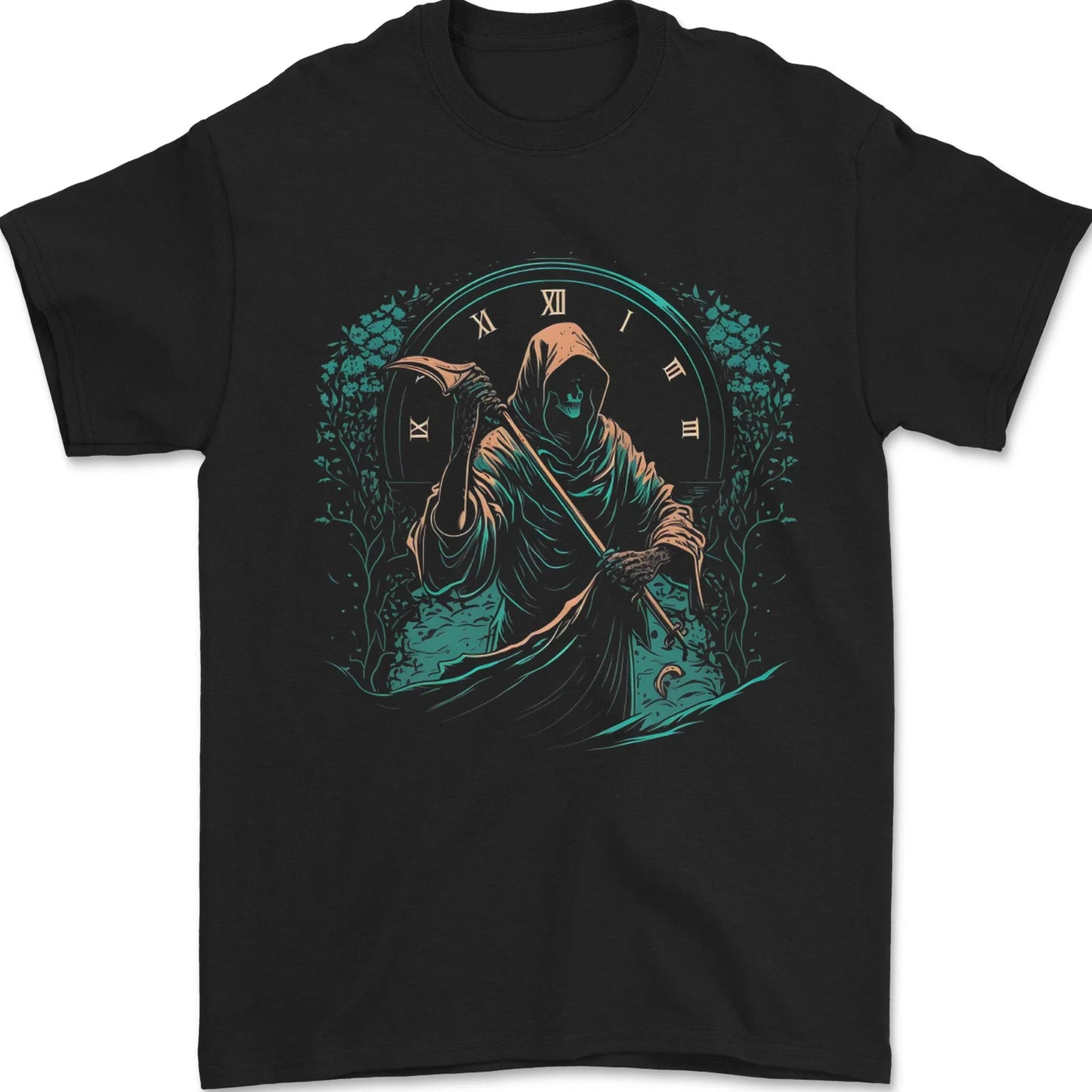 Grim Reaper Time Skull Death Gothic Mens T-Shirt 100% Cotton Unisex T-shirt, Sweatshirt, Hoodie, Long Sleeve Tee - T-Shirt, Sweatshirt, Hoodie