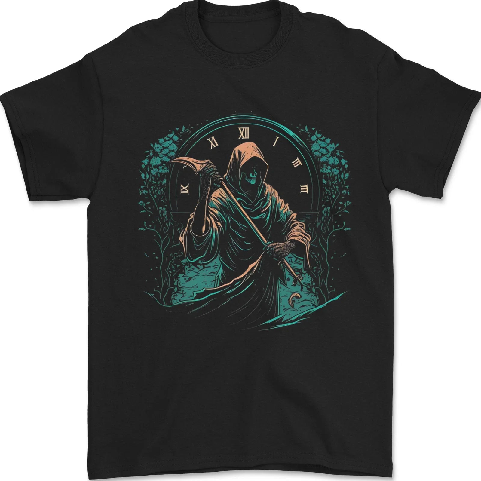 Grim Reaper Time Skull Death Gothic Mens T-Shirt 100% Cotton Unisex T-shirt, Sweatshirt, Hoodie, Long Sleeve Tee - T-Shirt, Sweatshirt, Hoodie