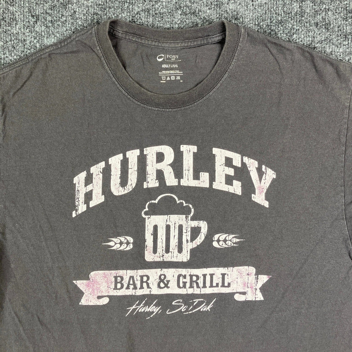 Port Company Mens Size L Gray Hurley Bar Grill Beer - Adult & Kids T-Shirts, Sweatshirts & Hoodies apparel design preview 1
