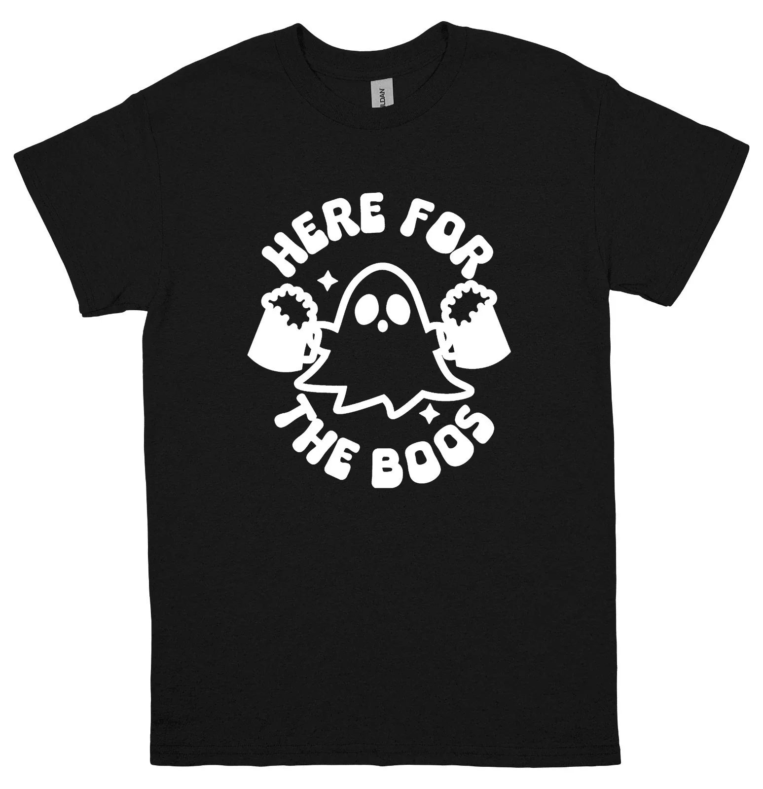 Here for the Boos T-Shirt Mens Womens Drinking Sarcastic Funny Halloween Black Unisex T-shirt, Sweatshirt, Hoodie, Long Sleeve Tee - T-Shirt, Sweatshirt, Hoodie