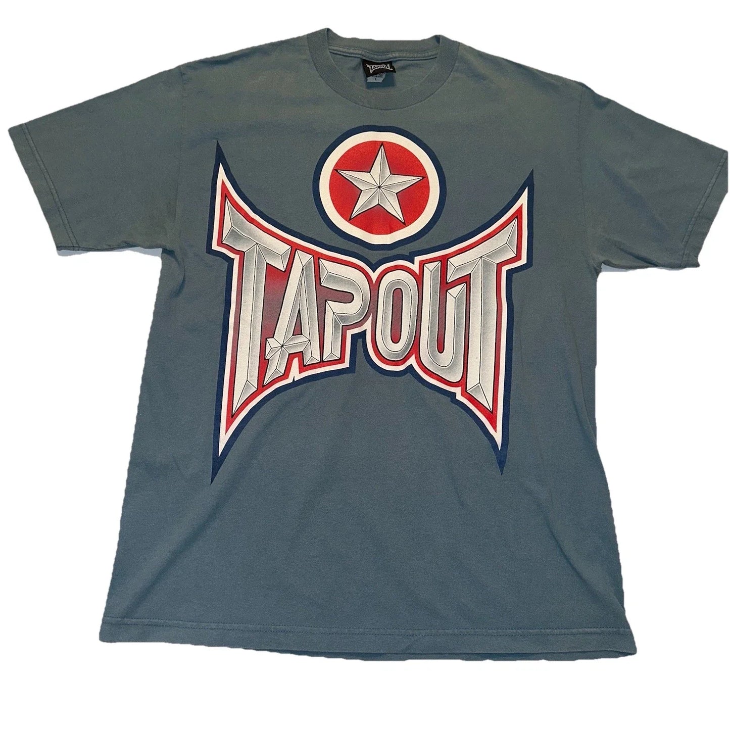 Y2K VTG TAPOUT Mens L Tshirt RARE USA MADE Light Blue Dbl Sided Logo MMA UFC Unisex T-shirt, Sweatshirt, Hoodie, Long Sleeve Tee - T-Shirt, Sweatshirt, Hoodie