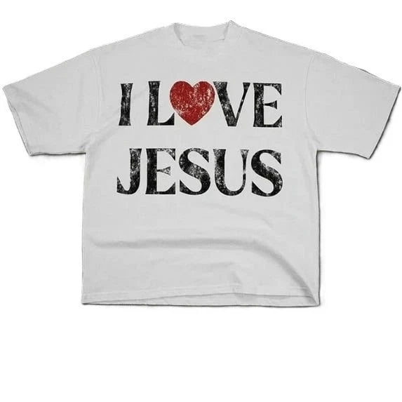 Vintage I Love Jesus Print Short Sleeve T-Shirt Menswear Top Underwear Tshirt Unisex T-shirt, Sweatshirt, Hoodie, Long Sleeve Tee - T-Shirt, Sweatshirt, Hoodie