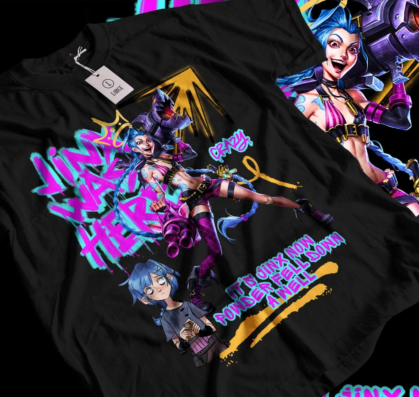 Jinx Arcane T-Shirt Japanese Anime Cartoon Jinx Arcane Graphic T-Shirt  054 Unisex T-shirt, Sweatshirt, Hoodie, Long Sleeve Tee - T-Shirt, Sweatshirt, Hoodie