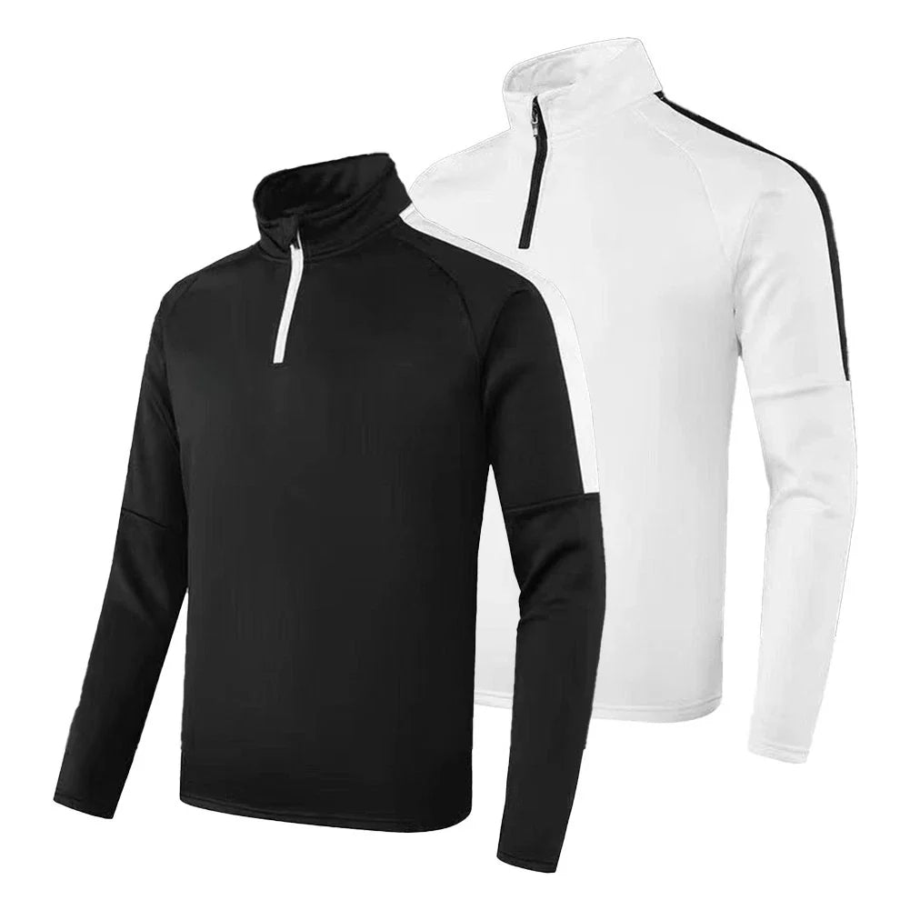 Long Sleeve Casual T-Shirt for Men Half Zip Sweatshirt Splicing Design Unisex T-shirt, Sweatshirt, Hoodie, Long Sleeve Tee - T-Shirt, Sweatshirt, Hoodie