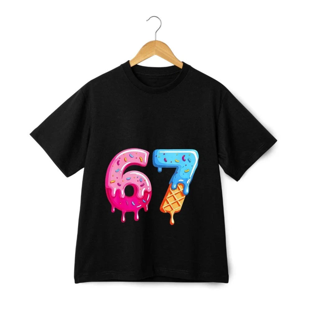 Trendy 67 Ice Cream Drip Numbers Graphic T-Shirt Cool Streetwear Unisex Tee Unisex T-shirt, Sweatshirt, Hoodie, Long Sleeve Tee - T-Shirt, Sweatshirt, Hoodie