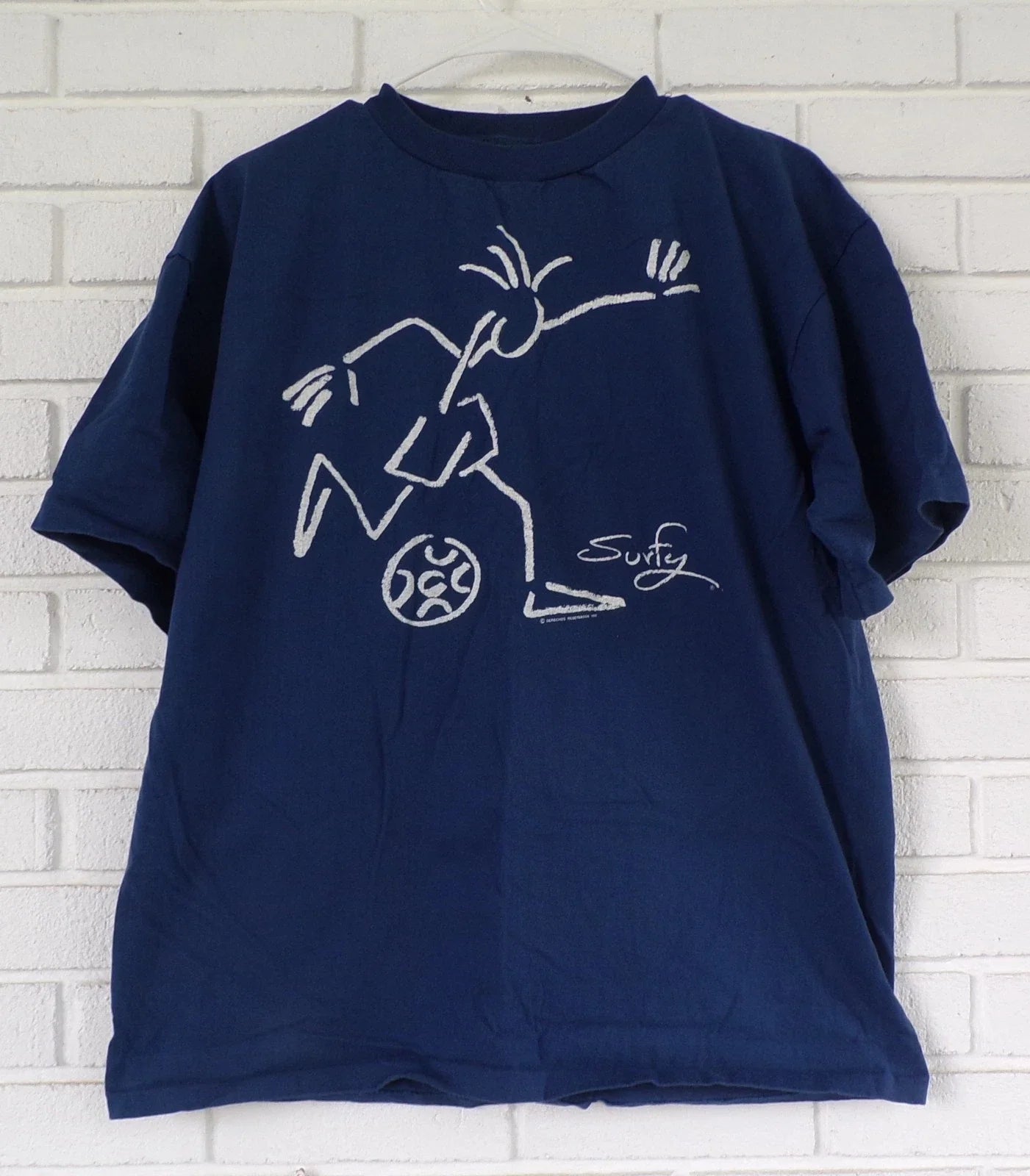 Vintage "Surfy" Soccer Stick Figure T-Shirt Size L - made in Mexico Unisex T-shirt, Sweatshirt, Hoodie, Long Sleeve Tee - T-Shirt, Sweatshirt, Hoodie