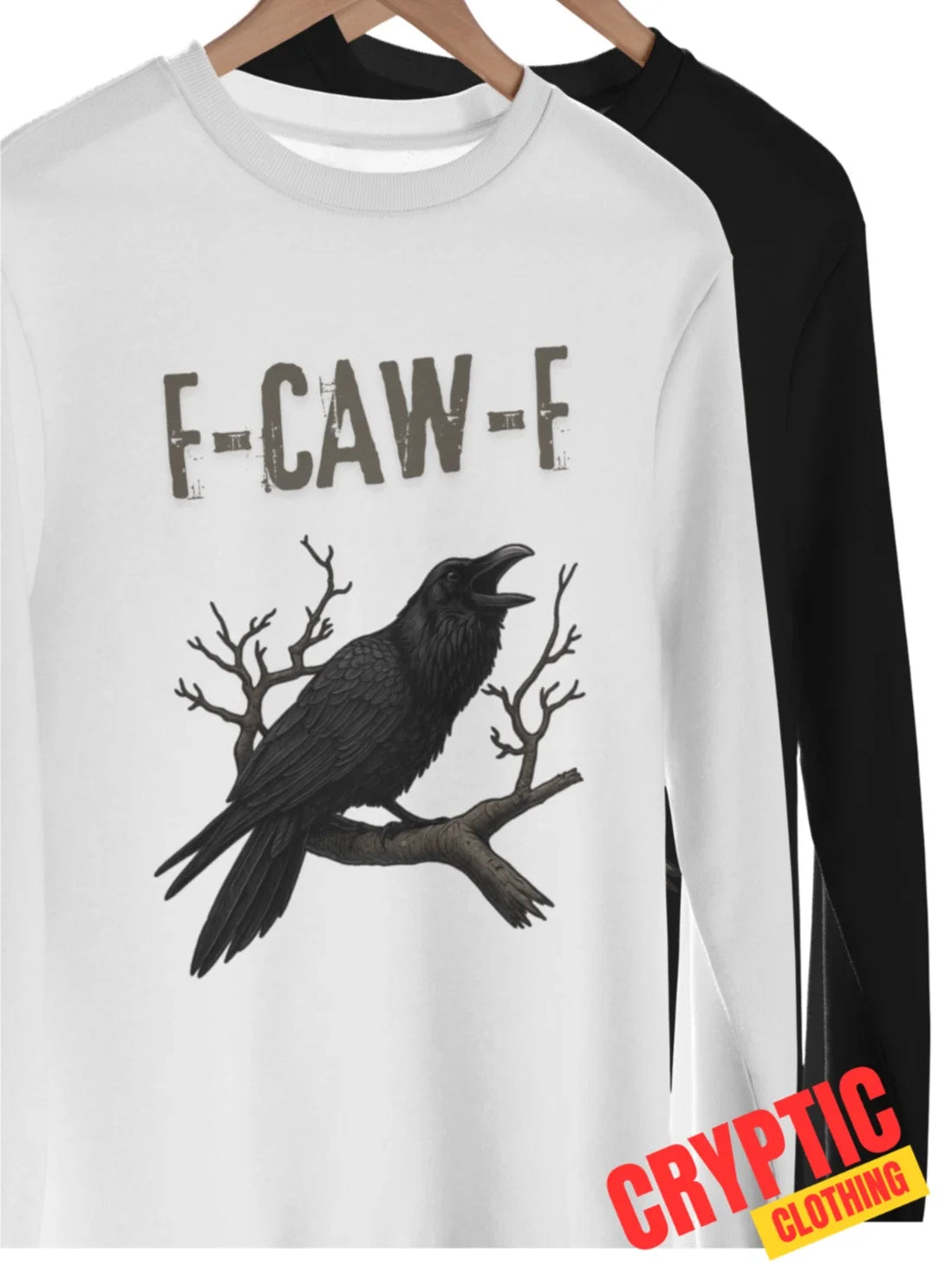Black Crow F-CAW-F Rude F**K Off T SHIRT S-3XL Raven Black Bird MEME Adult TEE Unisex T-shirt, Sweatshirt, Hoodie, Long Sleeve Tee - T-Shirt, Sweatshirt, Hoodie