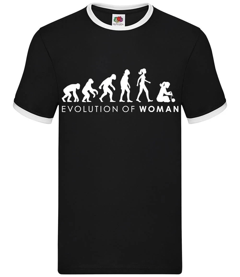 Evolution of Woman Knitting - Mens Ringer - Craft Knitter Creative Hobby Unisex T-shirt, Sweatshirt, Hoodie, Long Sleeve Tee - T-Shirt, Sweatshirt, Hoodie