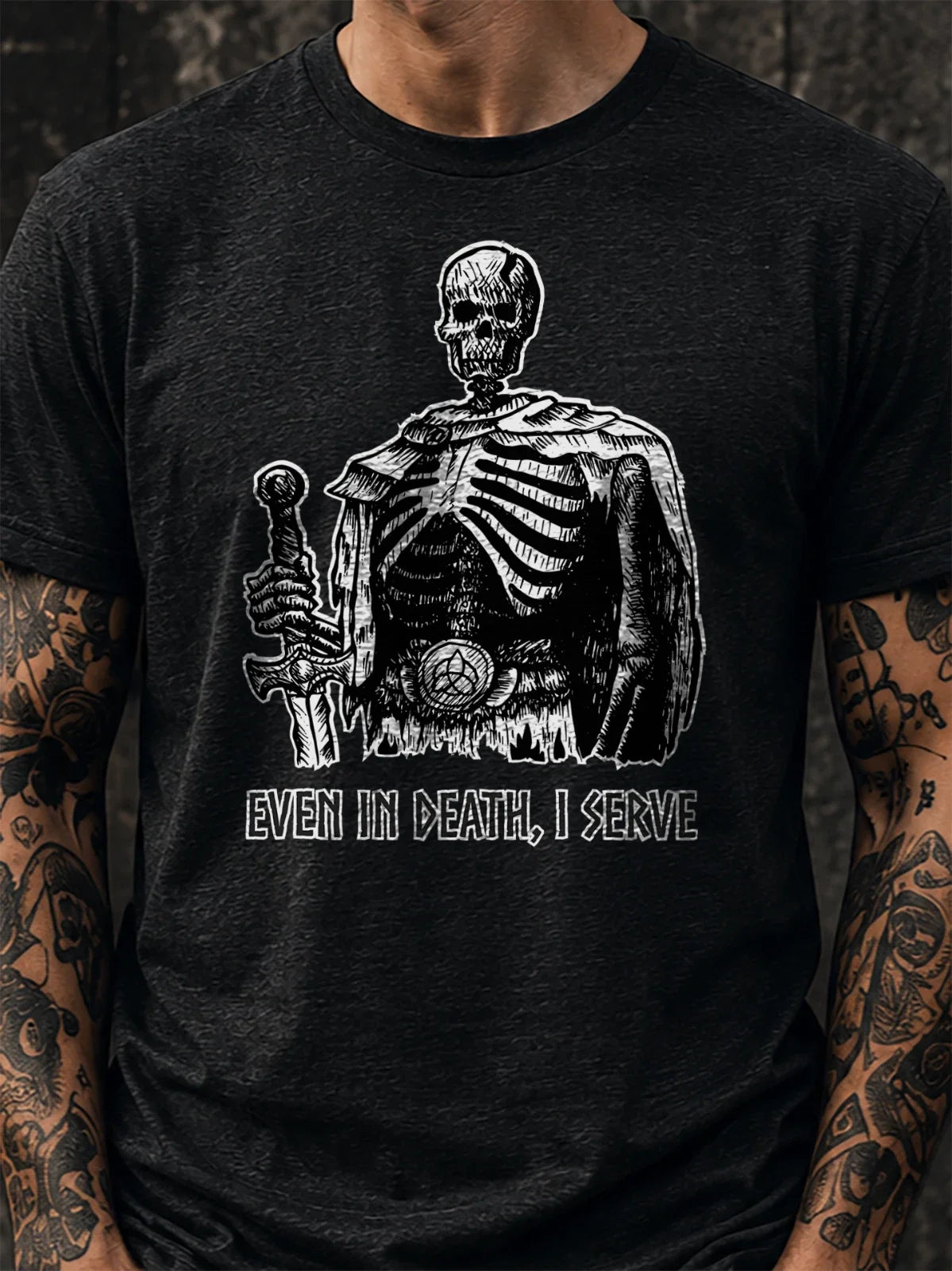 Dark Fantasy Skeleton Warrior Shirt, Medieval Armor Graphic Tee Unisex T-shirt, Sweatshirt, Hoodie, Long Sleeve Tee - T-Shirt, Sweatshirt, Hoodie