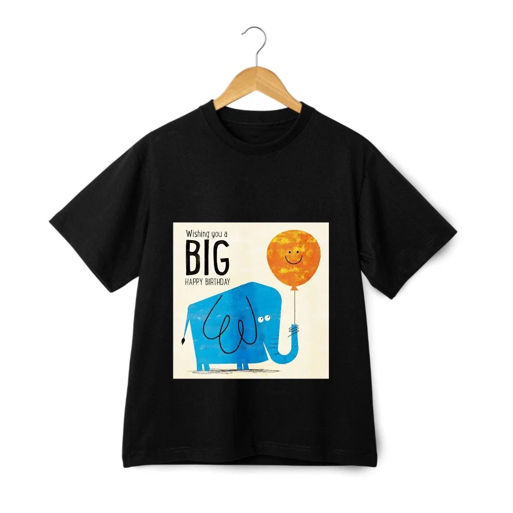 Fun Birthday Theme Tee,Cute Elephant &Balloon Pattern Short-Sleeve Top|cartoon Unisex T-shirt, Sweatshirt, Hoodie, Long Sleeve Tee - T-Shirt, Sweatshirt, Hoodie