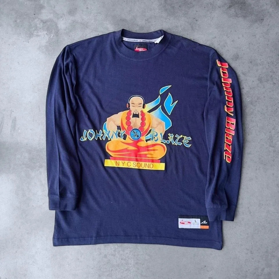 Vintage Y2K Johnny Blaze T-shirt Long Sleeve NYC Sound DJ NWT XL Blue Hip Hop Unisex T-shirt, Sweatshirt, Hoodie, Long Sleeve Tee - T-Shirt, Sweatshirt, Hoodie