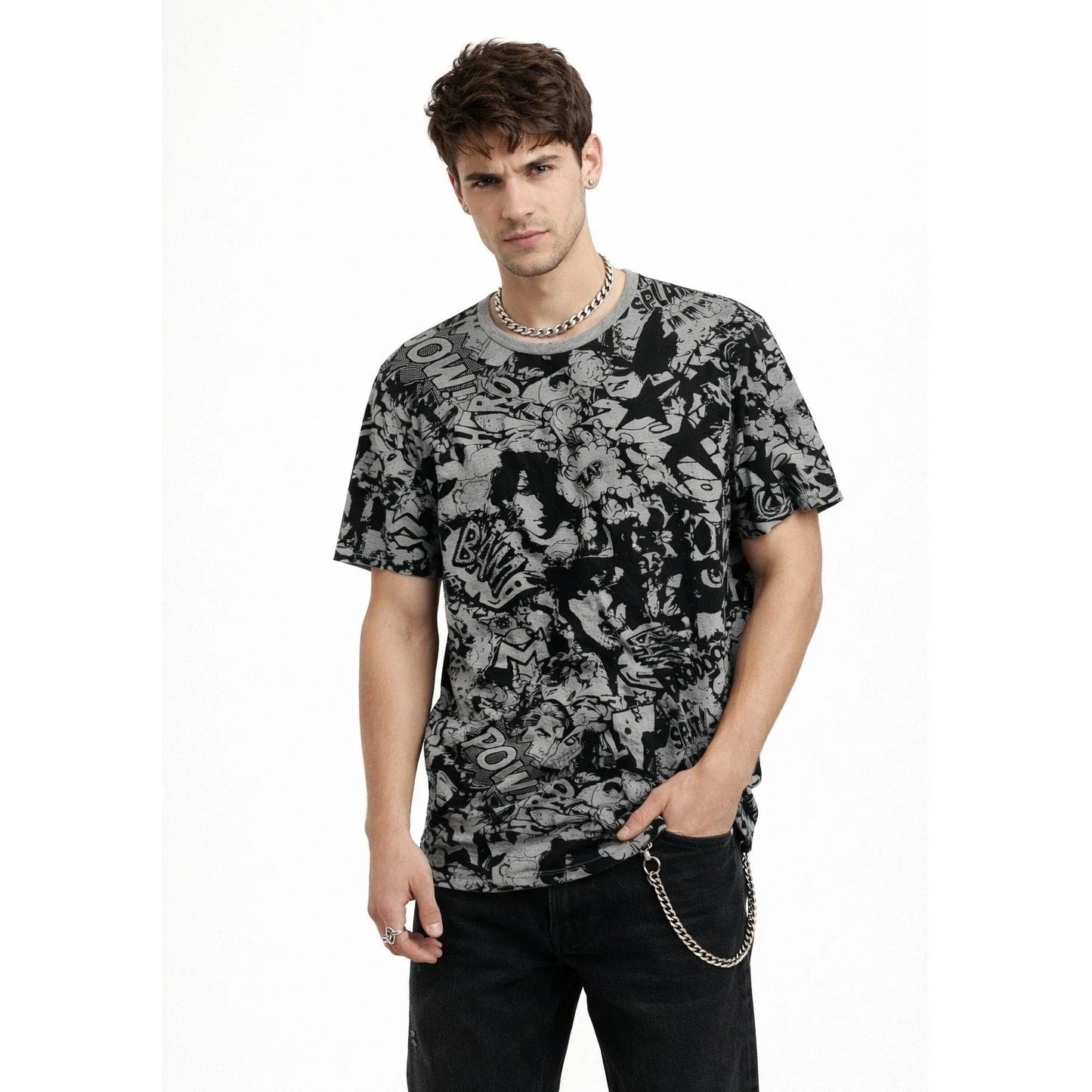 NWT Carbon Rue21 VTG Mens Comic Book Pop Art Graphic T-Shirt Gray Black L NEW Unisex T-shirt, Sweatshirt, Hoodie, Long Sleeve Tee - T-Shirt, Sweatshirt, Hoodie