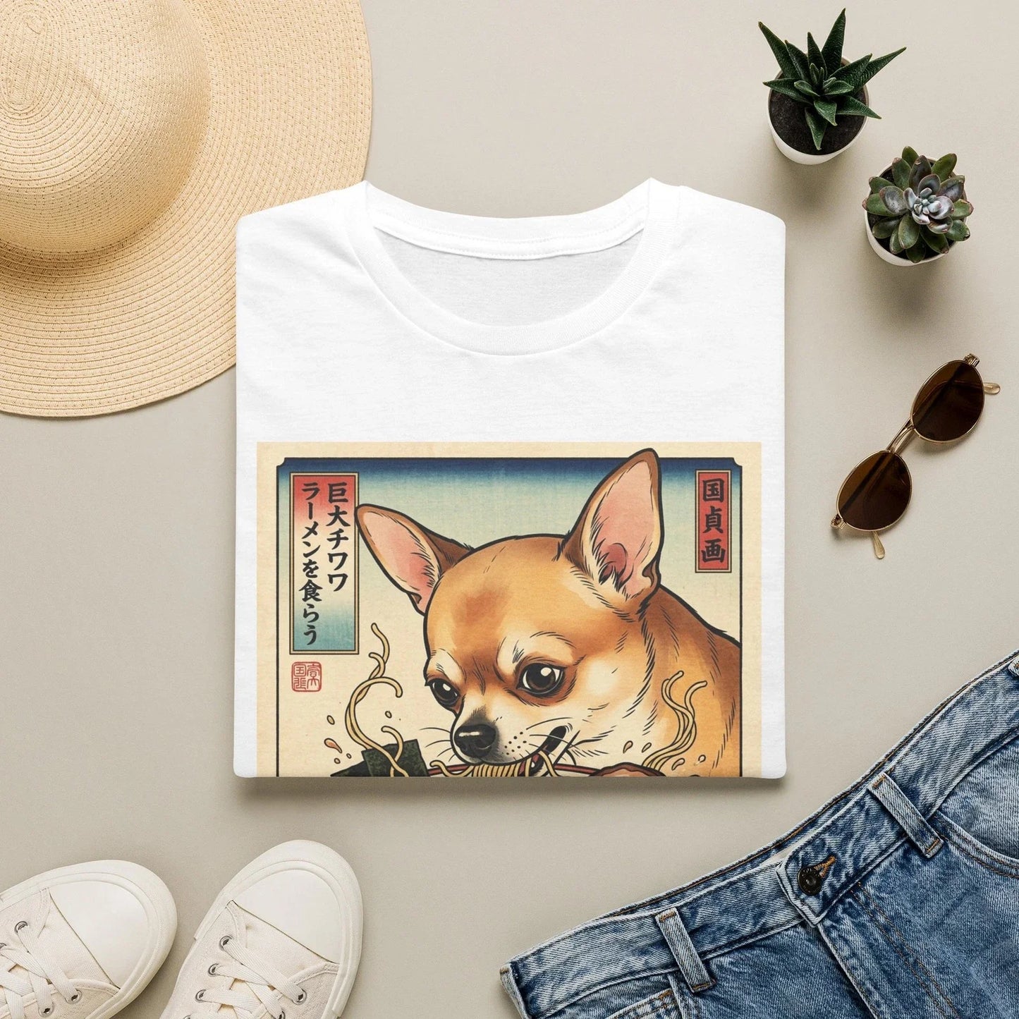 Chihuahua Ramen Bowl T-Shirt | Cute Japanese Dog Illustration Unisex T-shirt, Sweatshirt, Hoodie, Long Sleeve Tee - T-Shirt, Sweatshirt, Hoodie