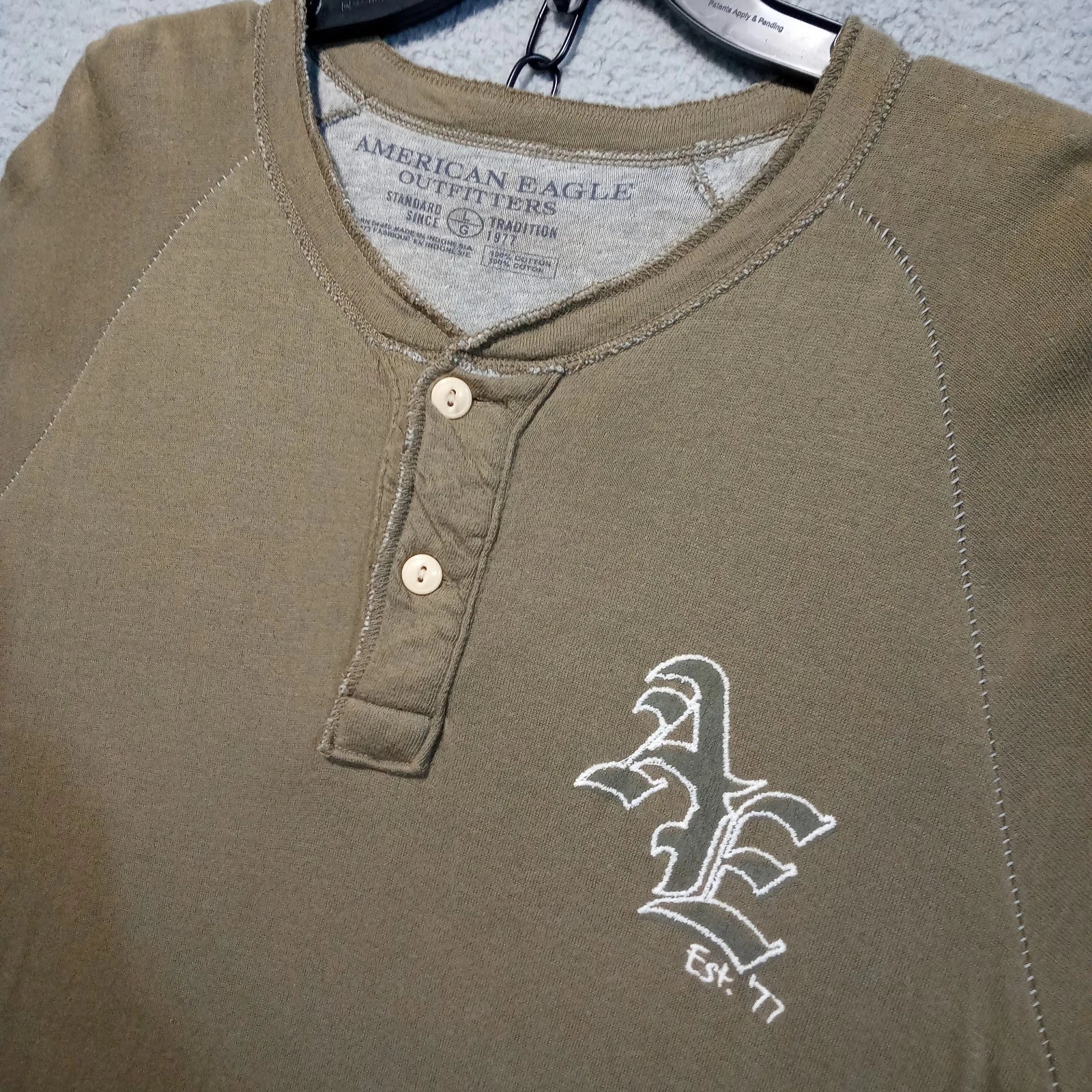 American Eagle Shirt Mens Y2K Henley Long Sleeve XL Brown Lined Grunge Preppy Unisex T-shirt, Sweatshirt, Hoodie, Long Sleeve Tee - T-Shirt, Sweatshirt, Hoodie