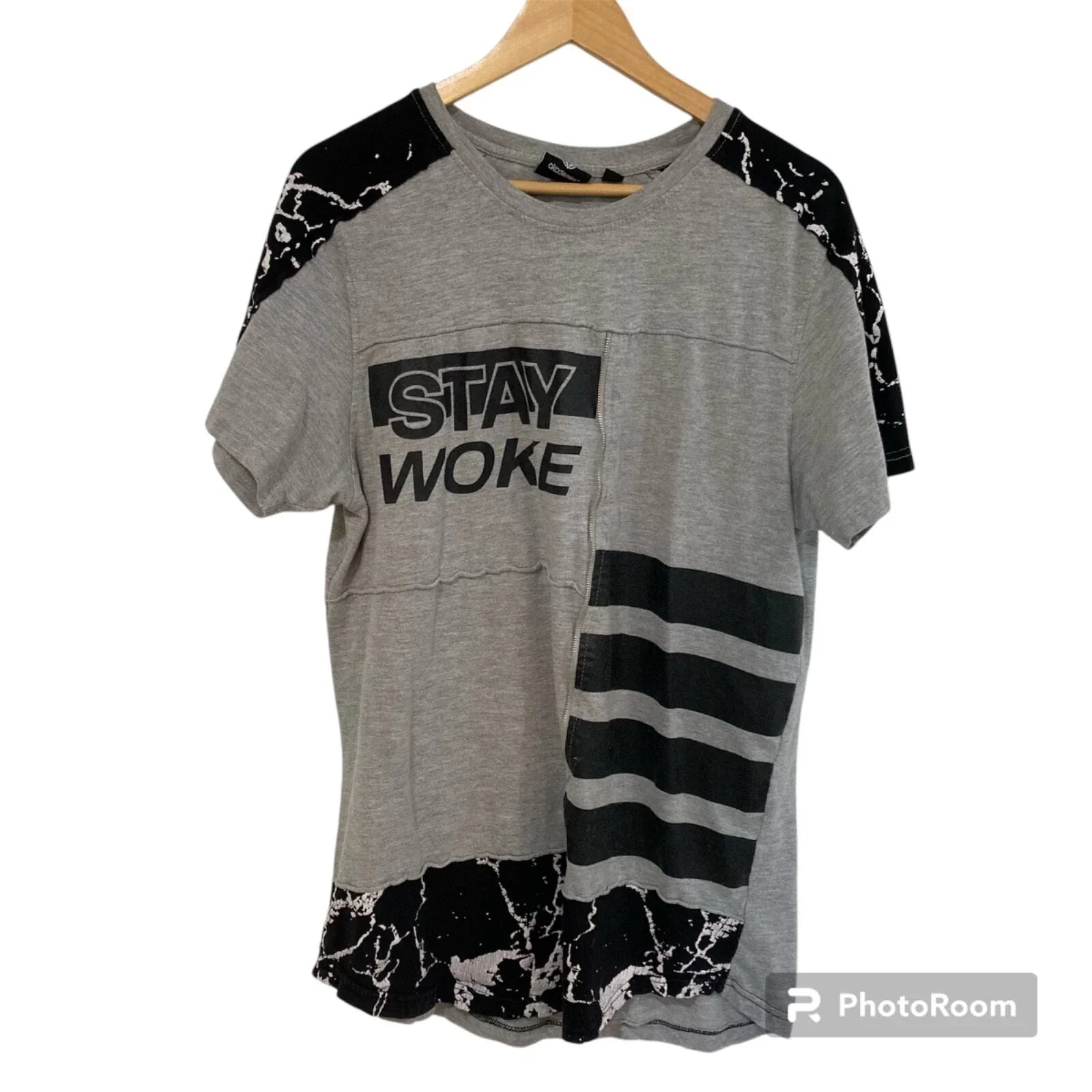 Akademiks T Shirt Mens Size L Gray Streetwear Graphic Y2K Stay Woke Unisex T-shirt, Sweatshirt, Hoodie, Long Sleeve Tee - T-Shirt, Sweatshirt, Hoodie