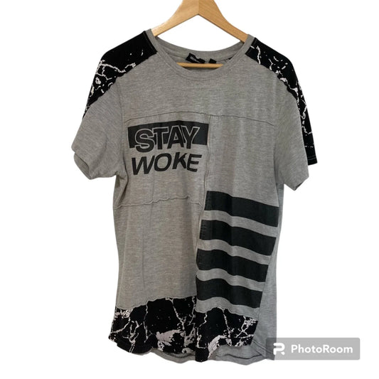 Akademiks T Shirt Mens Size L Gray Streetwear Graphic Y2K Stay Woke Unisex T-shirt, Sweatshirt, Hoodie, Long Sleeve Tee - T-Shirt, Sweatshirt, Hoodie