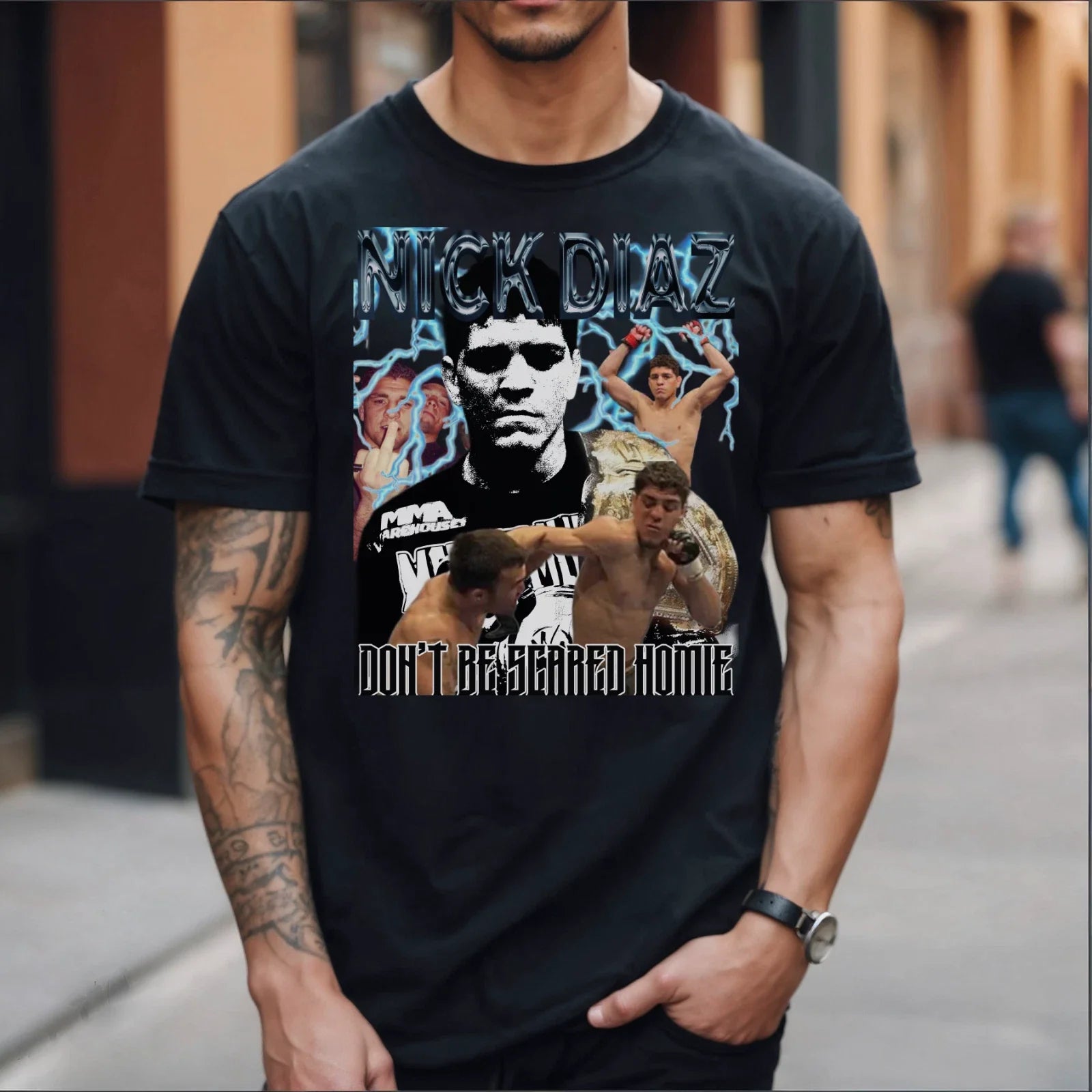 Nick Diaz bootleg Don't be scared homie Unisex Heavyweight Cotton T-Shirt MMA Unisex T-shirt, Sweatshirt, Hoodie, Long Sleeve Tee - T-Shirt, Sweatshirt, Hoodie