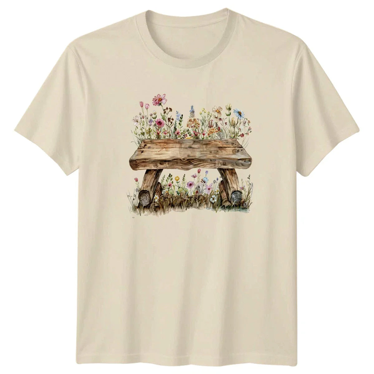 Rustic Floral Bench T-Shirt Boho Spring Garden Gift For Her Unisex T-shirt, Sweatshirt, Hoodie, Long Sleeve Tee - T-Shirt, Sweatshirt, Hoodie