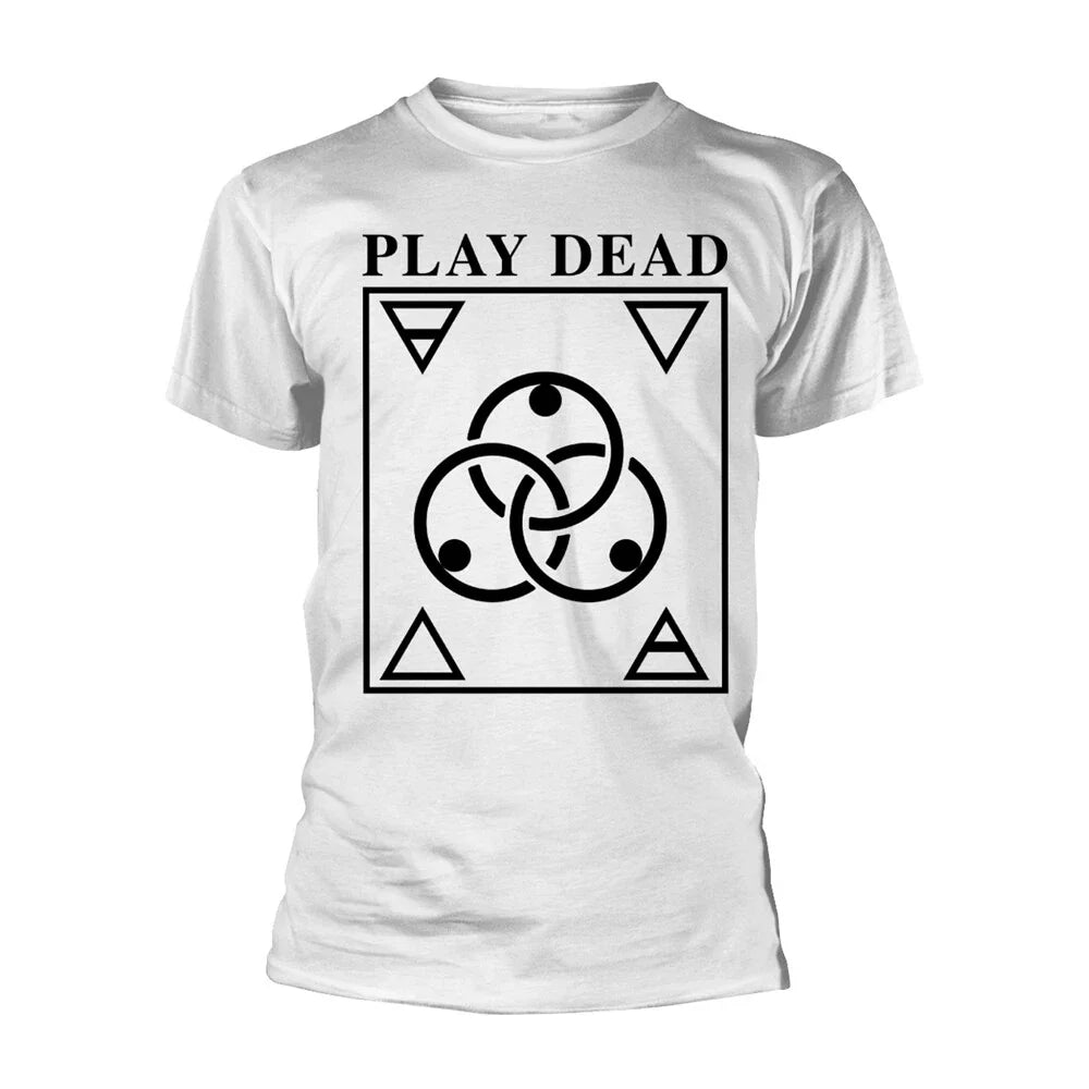 Play Dead (logo) White T-SHIRT : Post punk goth band, killing joke *SALE 6.99! Unisex T-shirt, Sweatshirt, Hoodie, Long Sleeve Tee - T-Shirt, Sweatshirt, Hoodie