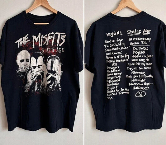 90s Misfits Static Age Shirt Reprint 2 side T shirt classic style Unisex T-shirt, Sweatshirt, Hoodie, Long Sleeve Tee - T-Shirt, Sweatshirt, Hoodie