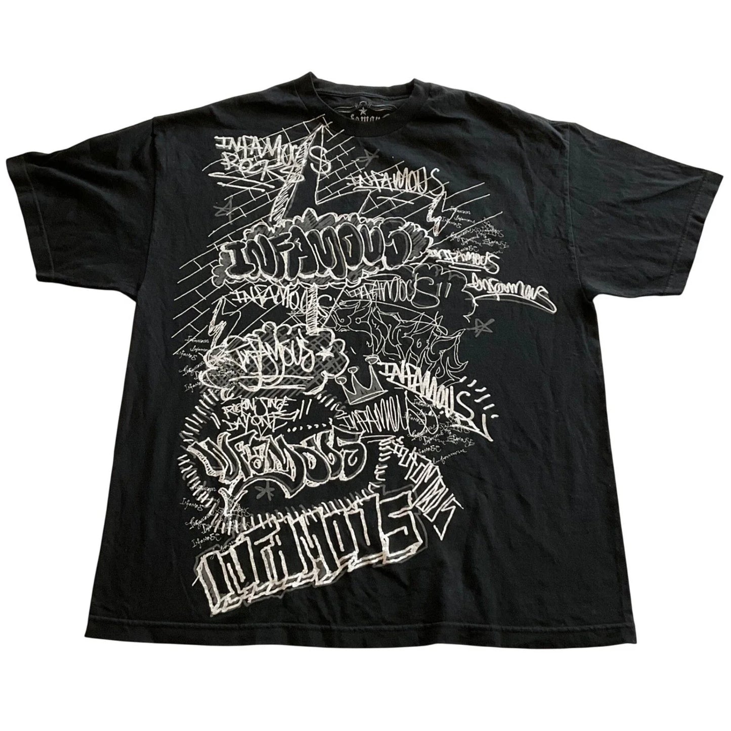 Infamous Graffiti Graphic T-Shirt Mens XL Black Streetwear Urban Tee Unisex T-shirt, Sweatshirt, Hoodie, Long Sleeve Tee - T-Shirt, Sweatshirt, Hoodie