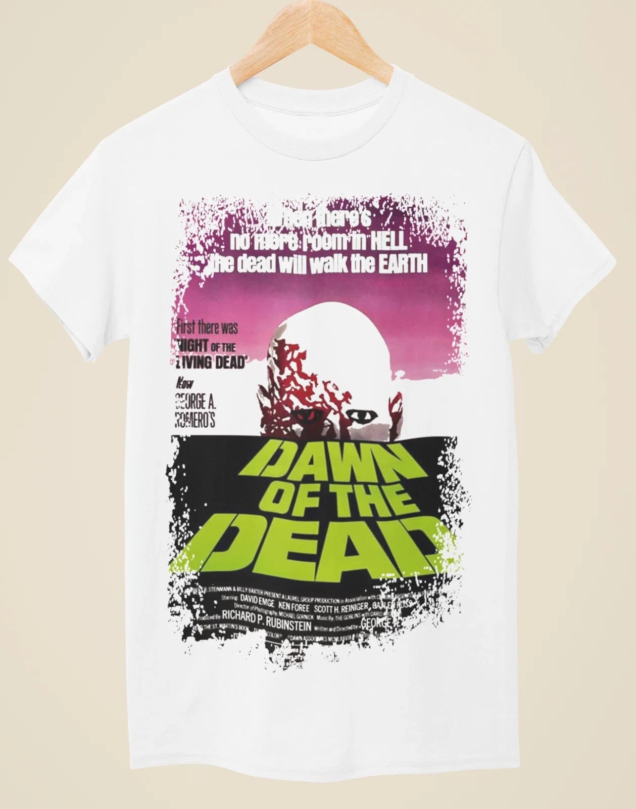 Dawn of the Dead - Movie Poster Inspired Unisex White T-Shirt Unisex T-shirt, Sweatshirt, Hoodie, Long Sleeve Tee - T-Shirt, Sweatshirt, Hoodie