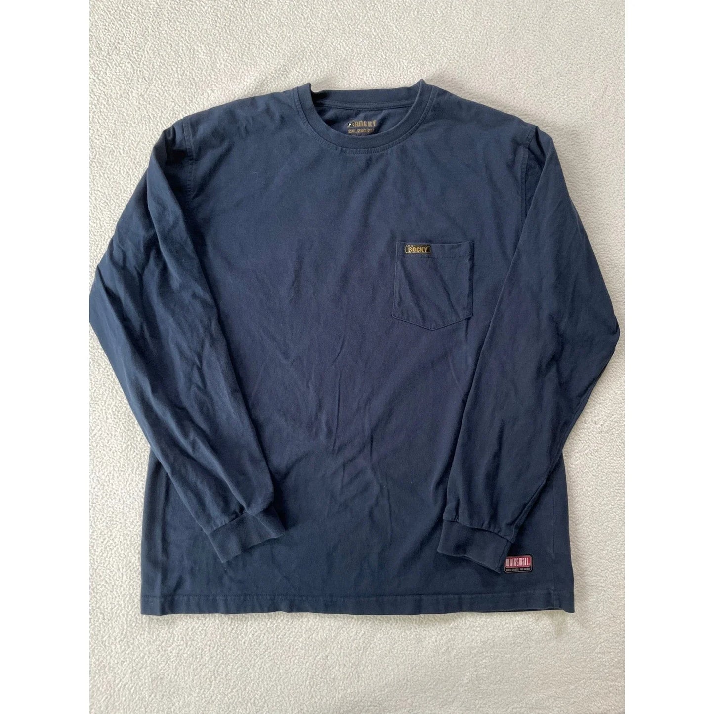 Rocky Men 2XL Long Sleeve Pocket T-Shirt Navy Blue Worksmart Cotton Unisex T-shirt, Sweatshirt, Hoodie, Long Sleeve Tee - T-Shirt, Sweatshirt, Hoodie