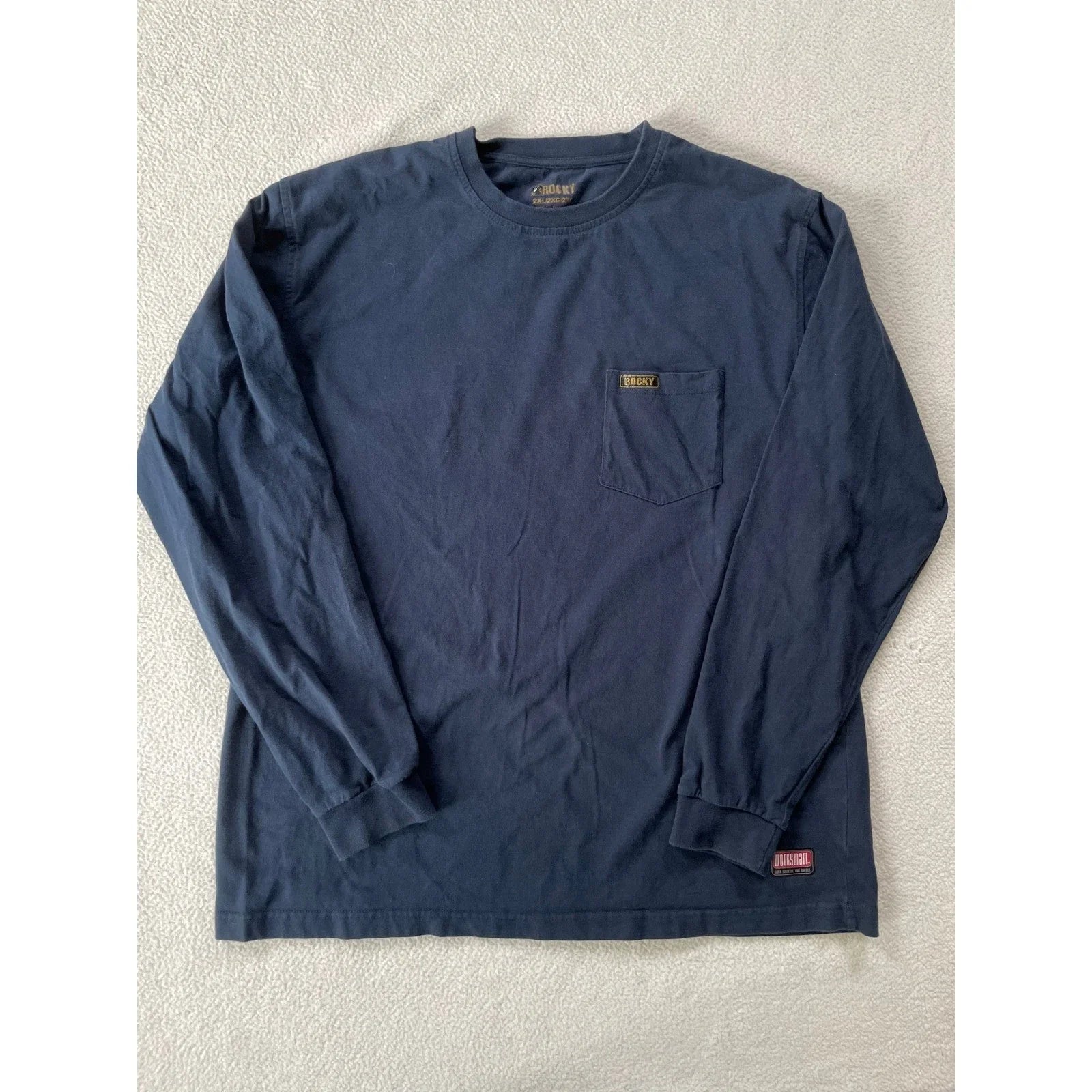 Rocky Men 2XL Long Sleeve Pocket T-Shirt Navy Blue Worksmart Cotton Unisex T-shirt, Sweatshirt, Hoodie, Long Sleeve Tee - T-Shirt, Sweatshirt, Hoodie