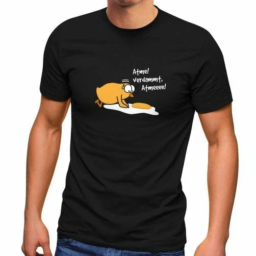 Men's T-Shirt Fried Egg Saying Breathe! Damn Chick Fun Shirt Print Funny Unisex T-shirt, Sweatshirt, Hoodie, Long Sleeve Tee - T-Shirt, Sweatshirt, Hoodie