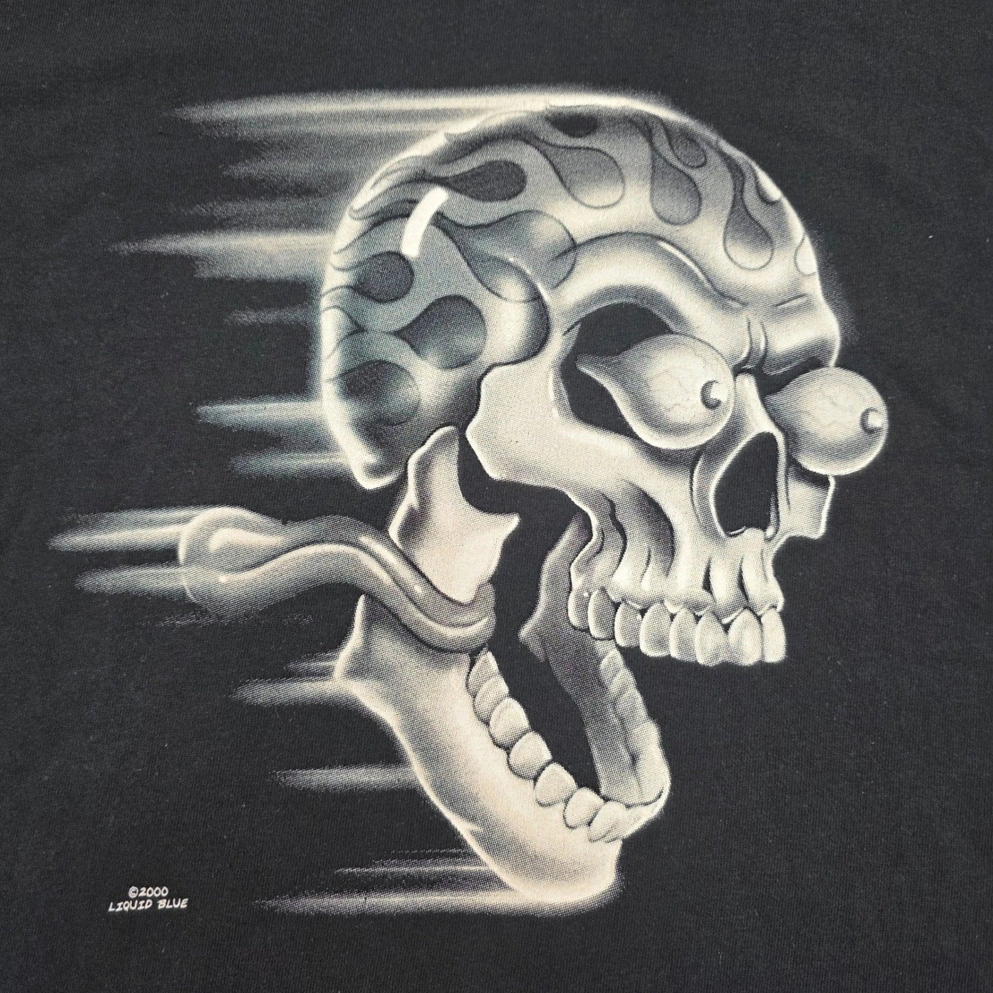 Men's Large Liquid Blue Vintage 2000 Skull T Shirt Biker Speed Glow Y2K Unisex T-shirt, Sweatshirt, Hoodie, Long Sleeve Tee - T-Shirt, Sweatshirt, Hoodie