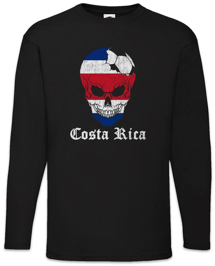 Costa Rica Football Skull I Men's Long Sleeve T-Shirt Rican Soccer Flag World Unisex T-shirt, Sweatshirt, Hoodie, Long Sleeve Tee - T-Shirt, Sweatshirt, Hoodie