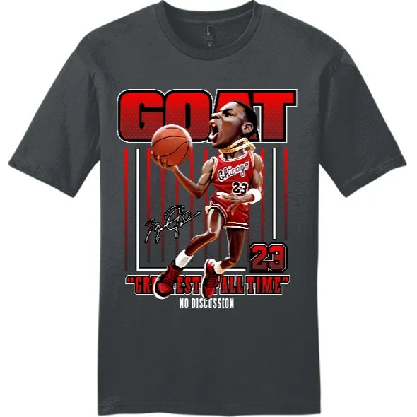NEW ART SOCIETY MJ GOAT NO DISCUSSION CHARCOAL TEE SHIRT SM-4XLARGE MADE IN USA Unisex T-shirt, Sweatshirt, Hoodie, Long Sleeve Tee - T-Shirt, Sweatshirt, Hoodie