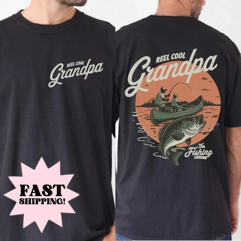 Fathers Day Shirt Reel Cool Grandpa T-Shirt, The Fishing Legend Shirt Gift S-4XL Unisex T-shirt, Sweatshirt, Hoodie, Long Sleeve Tee - T-Shirt, Sweatshirt, Hoodie