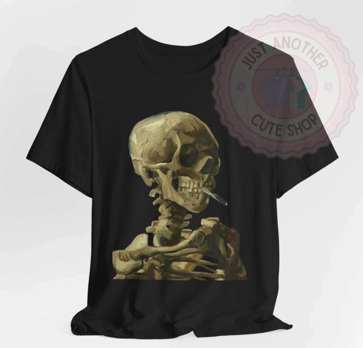 Skull of a Skeleton with a Burning Cigarette T-Shirt  Van Gogh! ALT Gothic Art! Unisex T-shirt, Sweatshirt, Hoodie, Long Sleeve Tee - T-Shirt, Sweatshirt, Hoodie