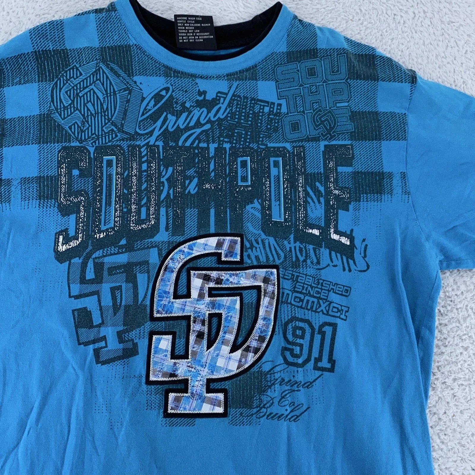 Southpole Shirt Mens Large Blue Graphic Hip Hop Urban Streetwear Y2K Hip Hop Unisex T-shirt, Sweatshirt, Hoodie, Long Sleeve Tee - T-Shirt, Sweatshirt, Hoodie