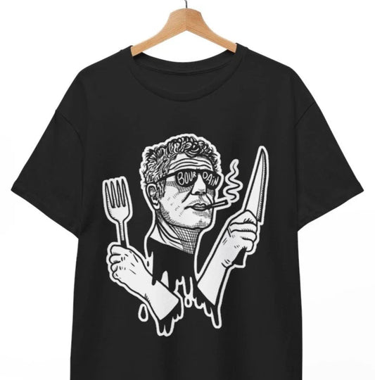 Anthony Bourdain (Knife and Fork)  T-shirt Unisex Tee Unisex T-shirt, Sweatshirt, Hoodie, Long Sleeve Tee - T-Shirt, Sweatshirt, Hoodie