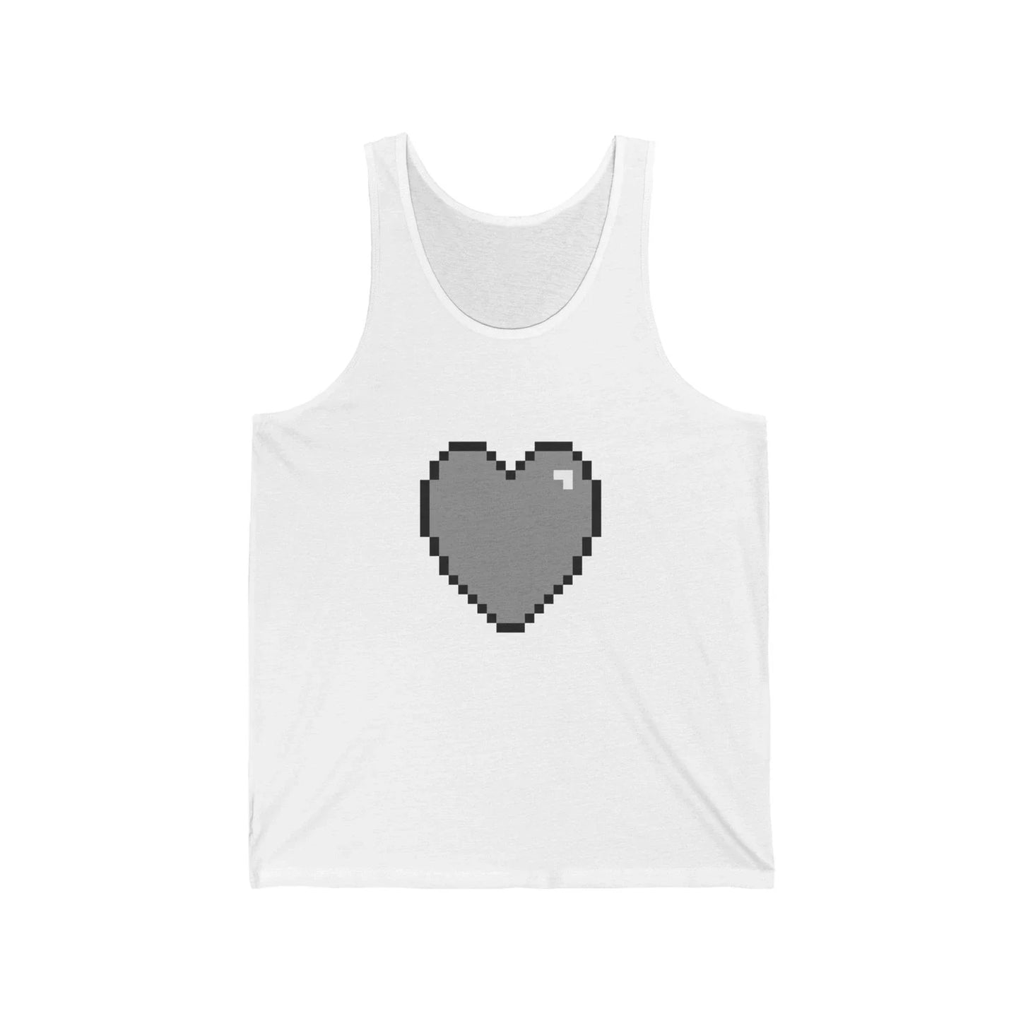 Unisex Jersey Tank Cute 8-Bit Retro Pixel Art Gray Gamer Heart Design Unisex T-shirt, Sweatshirt, Hoodie, Long Sleeve Tee - T-Shirt, Sweatshirt, Hoodie