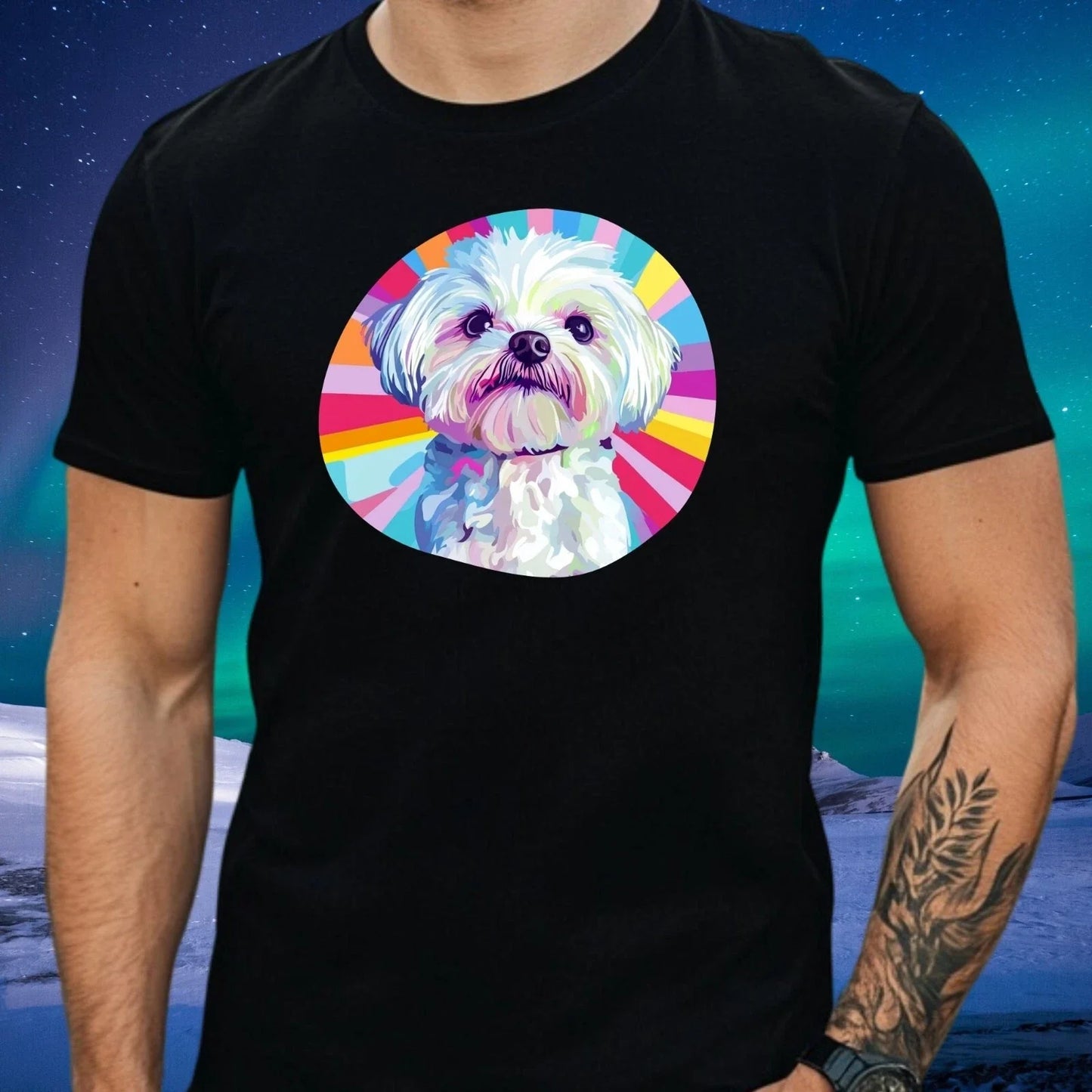 Mens Maltese Dog Pop Art Motif Cotton T-Shirt Size XS to 5XL Unisex T-shirt, Sweatshirt, Hoodie, Long Sleeve Tee - T-Shirt, Sweatshirt, Hoodie