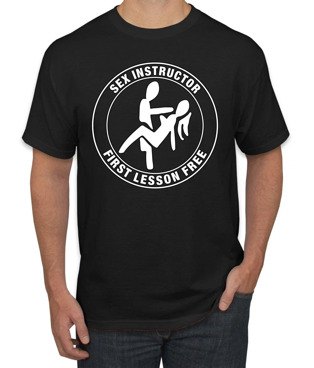 Sex Instructor First Lesson Free Humor Men T-Shirt Unisex T-shirt, Sweatshirt, Hoodie, Long Sleeve Tee - T-Shirt, Sweatshirt, Hoodie