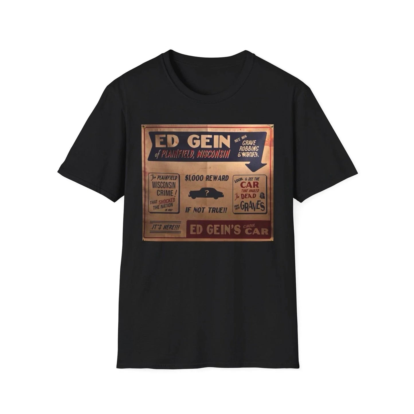 Ed Gein Car Horror House Midwest Serial Monster T-Shirt Unisex T-shirt, Sweatshirt, Hoodie, Long Sleeve Tee - T-Shirt, Sweatshirt, Hoodie