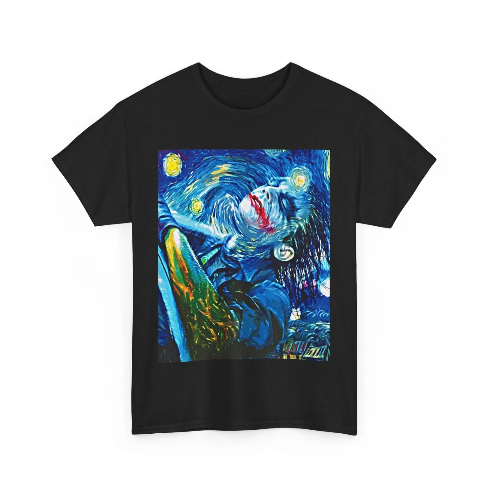 JOKER HEATH LEDGER VAN GOGH STARRY NIGHT ART TSHIRT STREET WEAR GIFT MEN SHIRT Unisex T-shirt, Sweatshirt, Hoodie, Long Sleeve Tee - T-Shirt, Sweatshirt, Hoodie