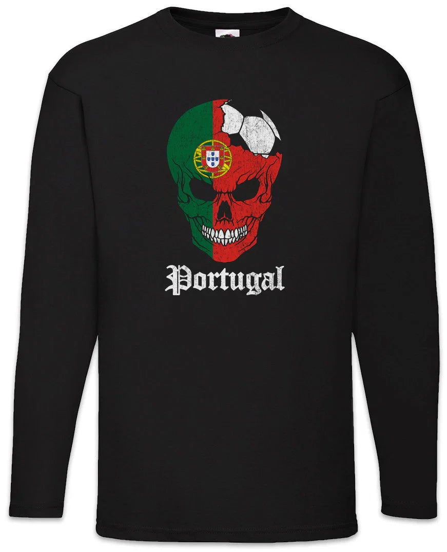 Portugal Football Skull I Men Long Sleeve T-Shirt portoguese Soccer Flag Unisex T-shirt, Sweatshirt, Hoodie, Long Sleeve Tee - T-Shirt, Sweatshirt, Hoodie
