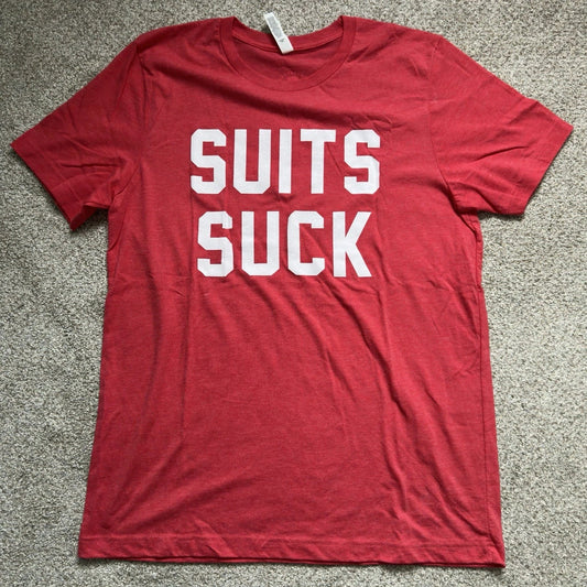 Barstool Sports Radio Podcast T Shirt Mens Large Suits Suck Tee Unisex T-shirt, Sweatshirt, Hoodie, Long Sleeve Tee - T-Shirt, Sweatshirt, Hoodie