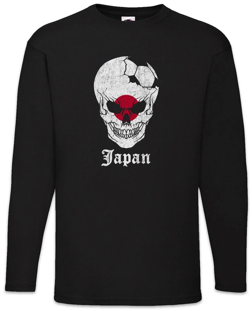 Japan Football Skull I Men's Long Sleeve T-Shirt Japanese Soccer Flag World Unisex T-shirt, Sweatshirt, Hoodie, Long Sleeve Tee - T-Shirt, Sweatshirt, Hoodie