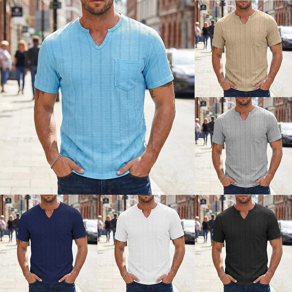Plaid Texture Men's T Shirt with Loose Fit and V Neck for Warm Weather Use Unisex T-shirt, Sweatshirt, Hoodie, Long Sleeve Tee - T-Shirt, Sweatshirt, Hoodie