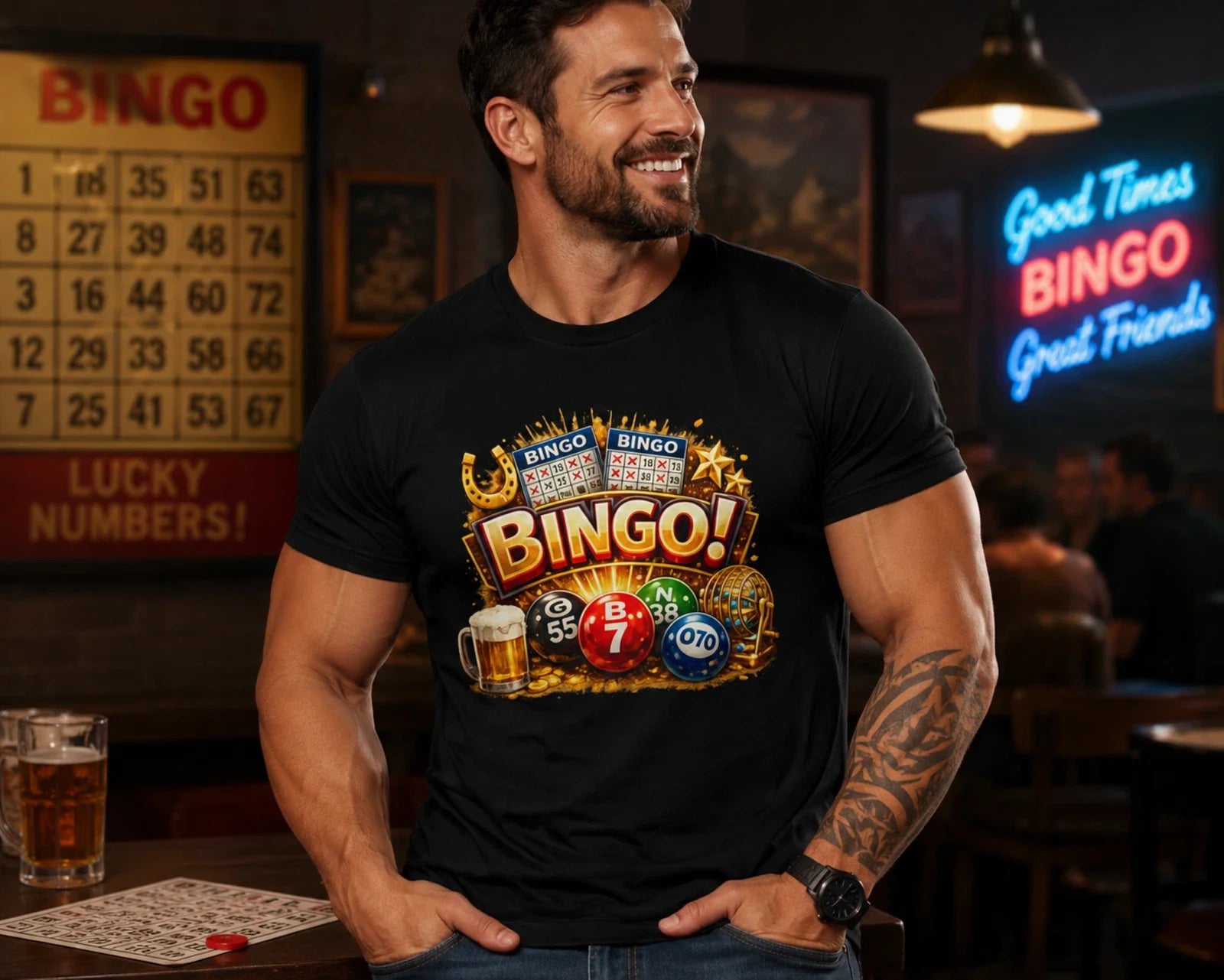 Lucky Bingo Night Shirt Funny Bingo Lover T-Shirt Casino Bingo Tee Bingo Party Unisex T-shirt, Sweatshirt, Hoodie, Long Sleeve Tee - T-Shirt, Sweatshirt, Hoodie