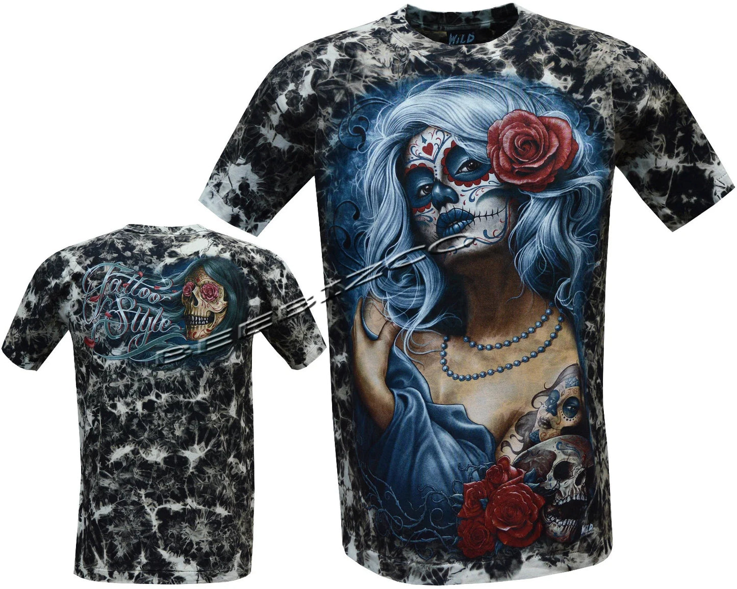 New Gothic Angel Biker Tattoo Goth Glow In Dark Tattoo Tye Dye T- Shirt M - XXL Unisex T-shirt, Sweatshirt, Hoodie, Long Sleeve Tee - T-Shirt, Sweatshirt, Hoodie