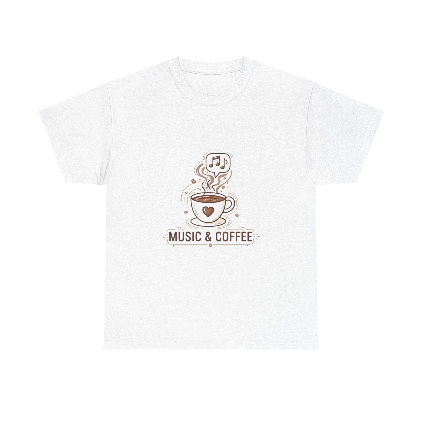 Music & Coffee Illustration T-Shirt | Coffee Cup Skull Design Unisex T-shirt, Sweatshirt, Hoodie, Long Sleeve Tee - T-Shirt, Sweatshirt, Hoodie