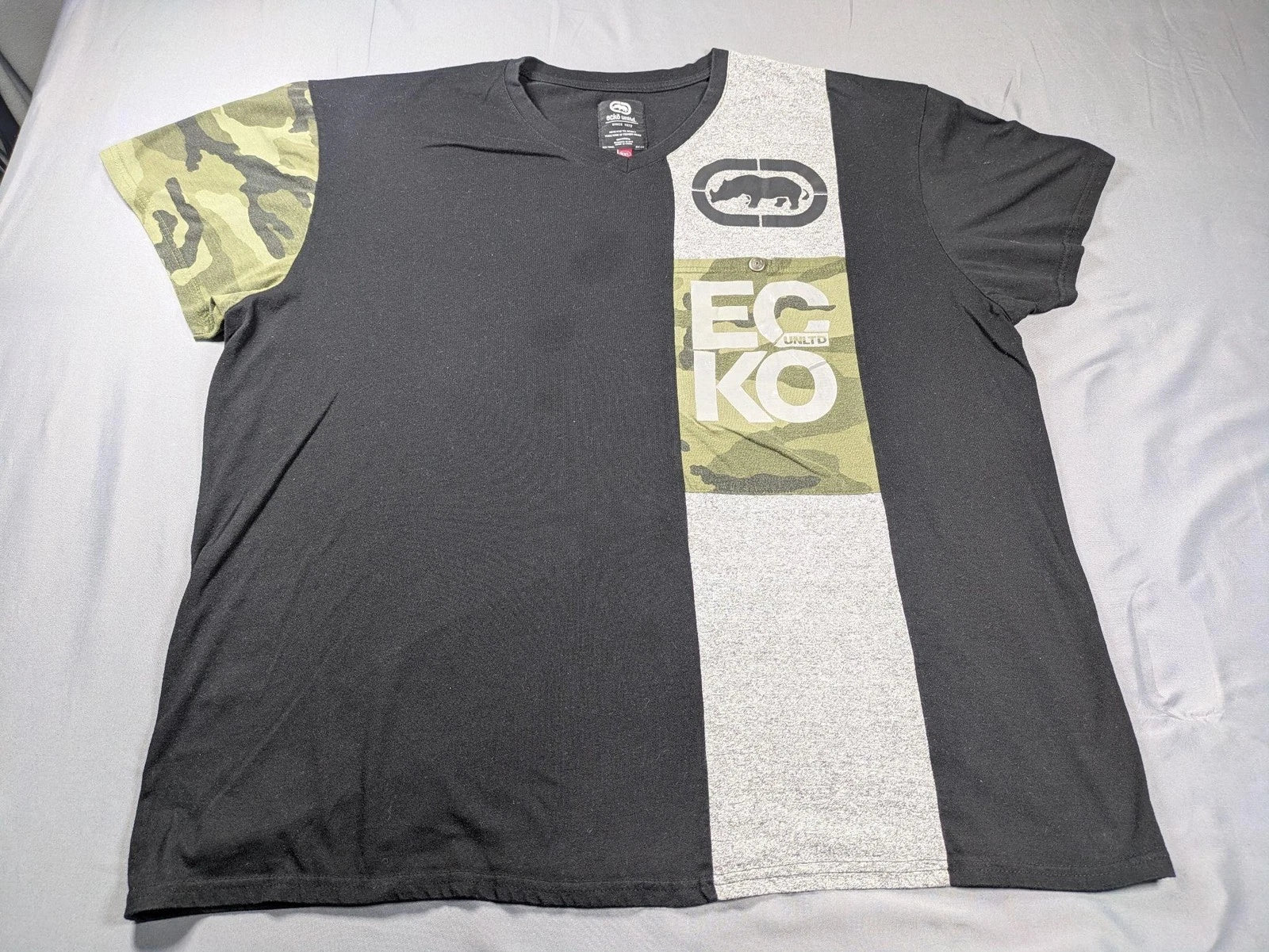Vintage Ecko Unltd Shirt Mens 5XL Black Camo Short Sleeve Pocket Tee Rhino Y2K Unisex T-shirt, Sweatshirt, Hoodie, Long Sleeve Tee - T-Shirt, Sweatshirt, Hoodie